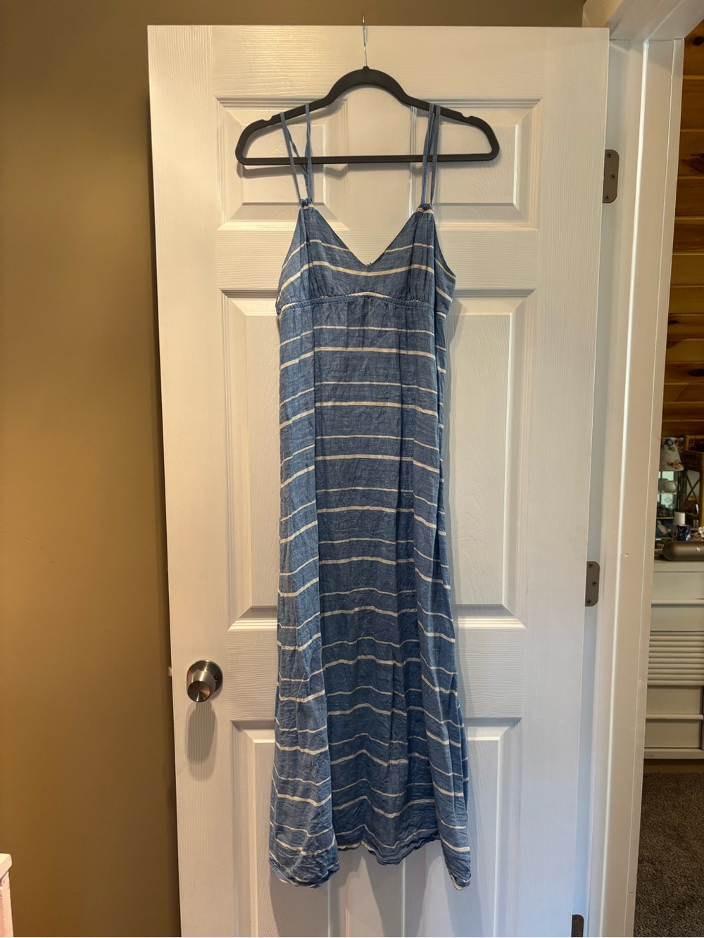 J Crew Blue and White Striped Maxi Dress